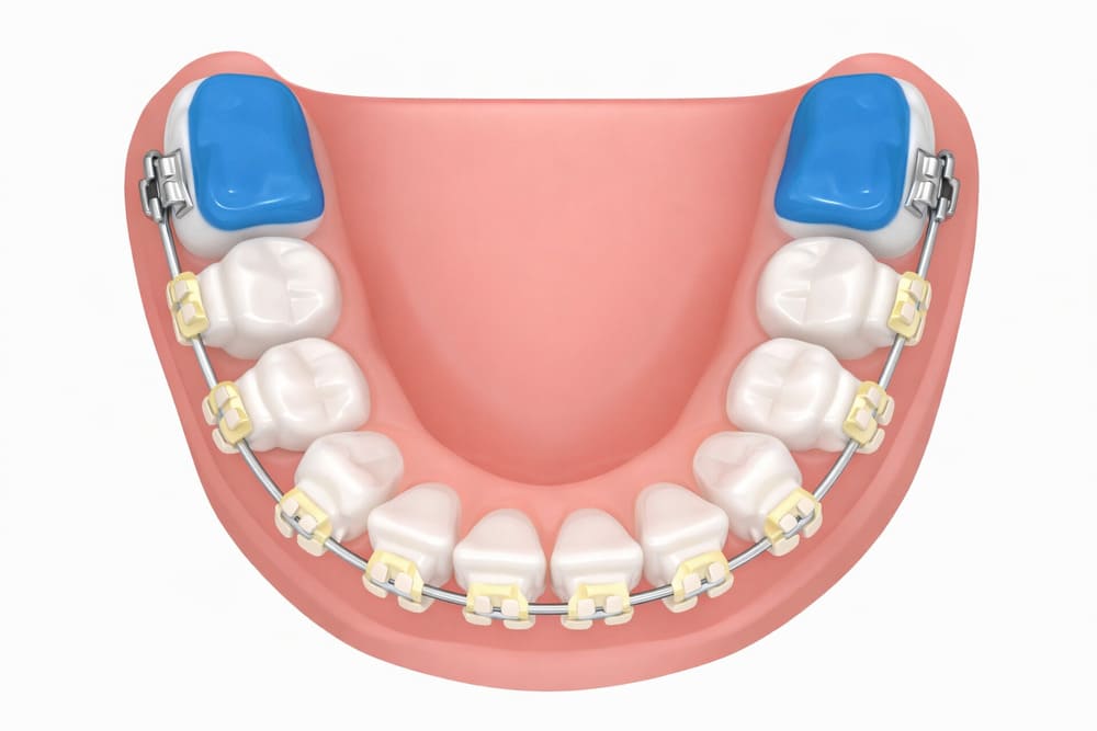 3D модель челюсти с установленными окклюзионными накладками